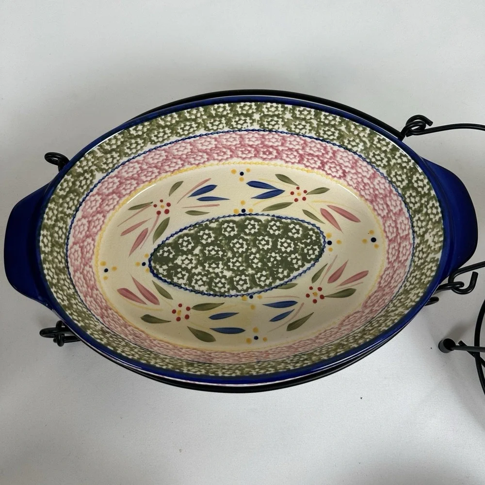 Temp-tations Old World 5pc Lidded Bakeware Set w/ Wire Racks Cobalt Trim
